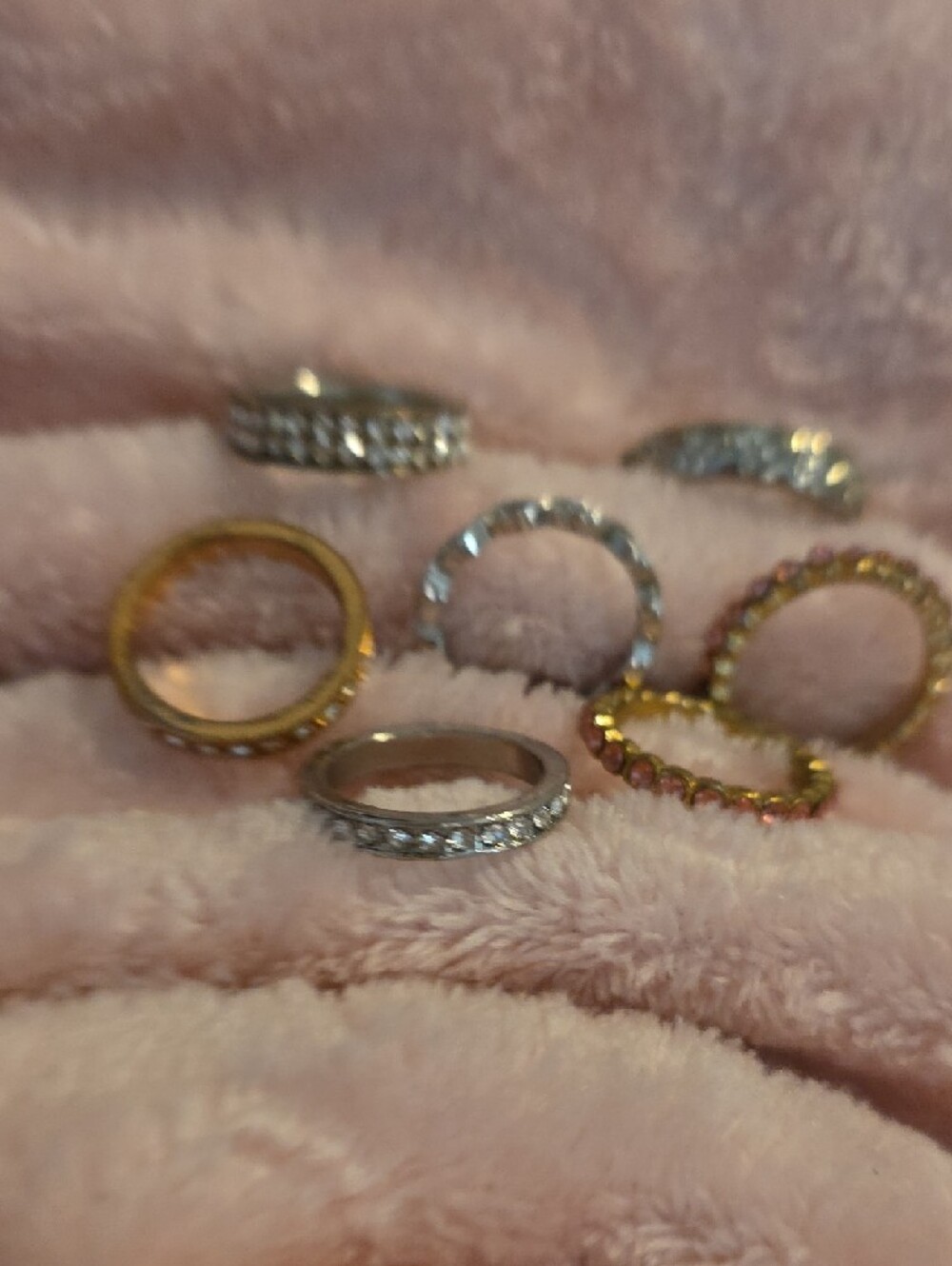 Crystal-Embellished Mixed Metal Stackable Rings - Gold & Silver - Picture 5 of 5